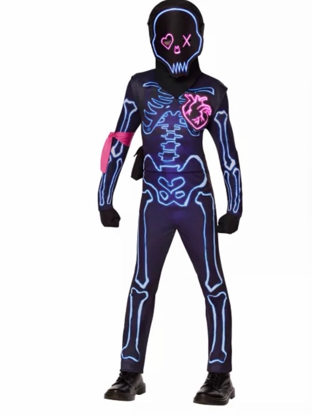 Party Trooper Youth Costume - Black with Glowing Pink Heart